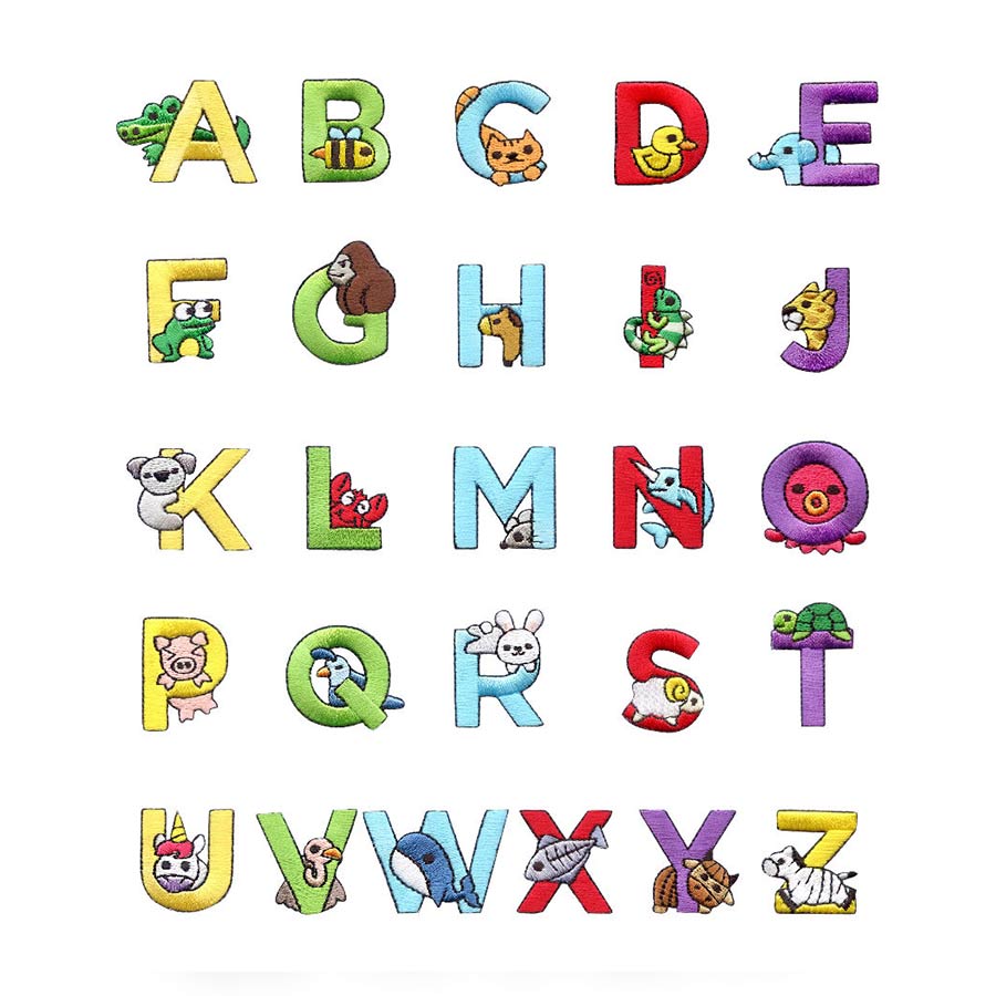 26 Alphabet Letter Embroidery Stickers with Cute Animals - Dah Jeng ...